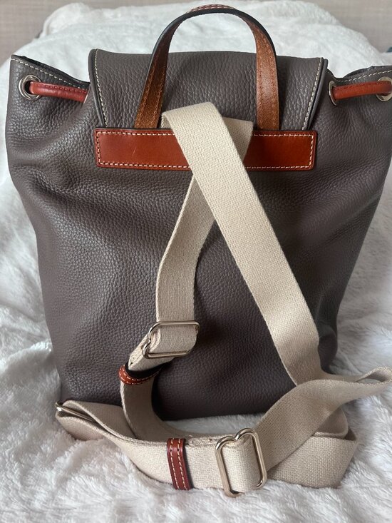 Dooney & Bourke Pebble Leather Backpack Purse Gray Tassel Front Pocket Large main image 8